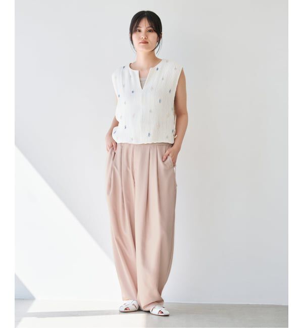 IENA「《洗濯機洗い可/予約》UVカット/接触冷感 ツイルコクーンスラックス」|スラックス|