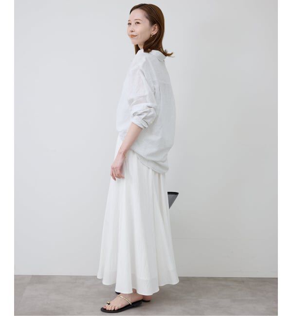 SLOBE IENA「《WEB限定/追加予約》ナイロンワッシャー切り替えギャザースカート」|スカート|