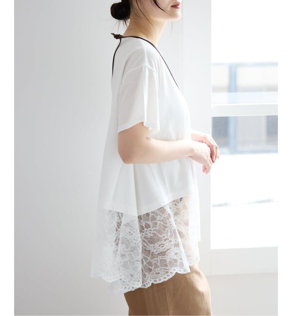 IENA「レースコンビTシャツ」|Tシャツ・カットソー|