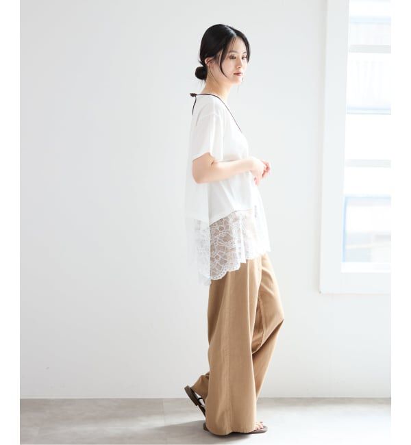 IENA「レースコンビTシャツ」|Tシャツ・カットソー|