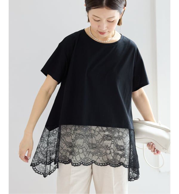 IENA「レースコンビTシャツ」|Tシャツ・カットソー|