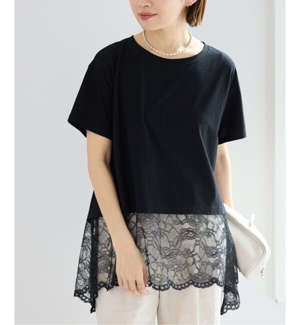 IENA「レースコンビTシャツ」|Tシャツ・カットソー|