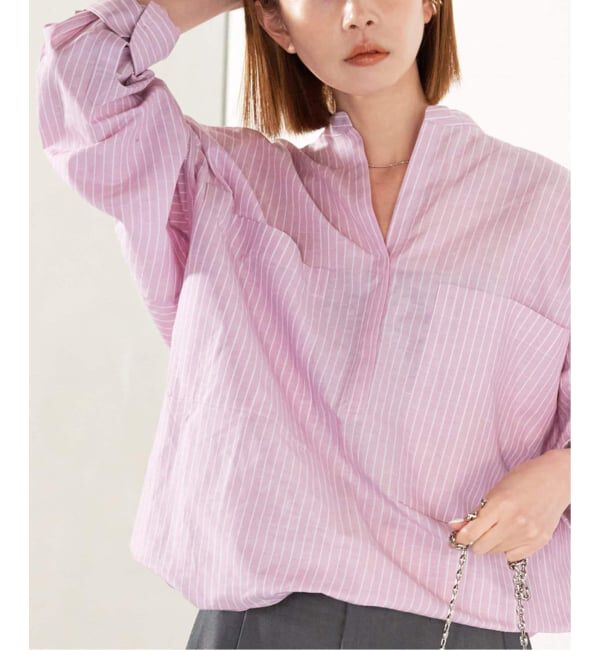 JOURNAL STANDARD「《追加》ハードマンズリネンコットンスキッパーシャツ」|シャツ・ブラウス|ピンク