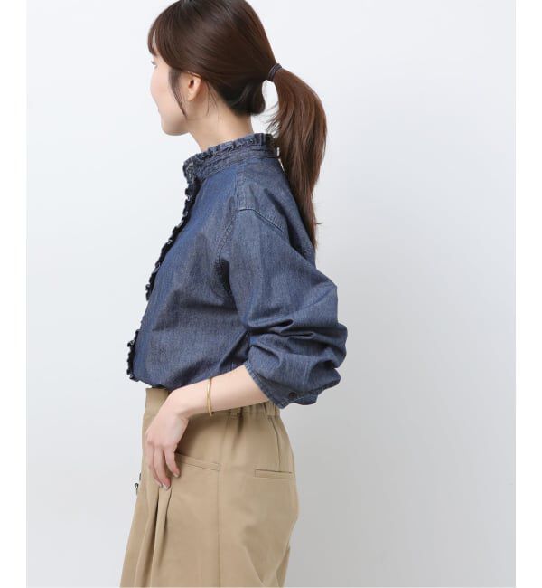 JOURNAL STANDARD relume「《WEB限定追加予約4》スタンドネックデニムフリルブラウス」|シャツ・ブラウス|