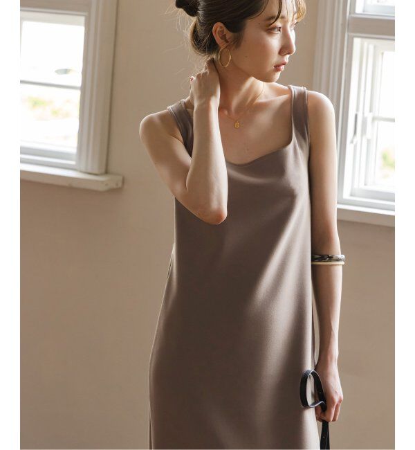 NOBLE「《追加》【洗える】ニットライクジョーゼット2wayワンピース」|ワンピース|カーキ