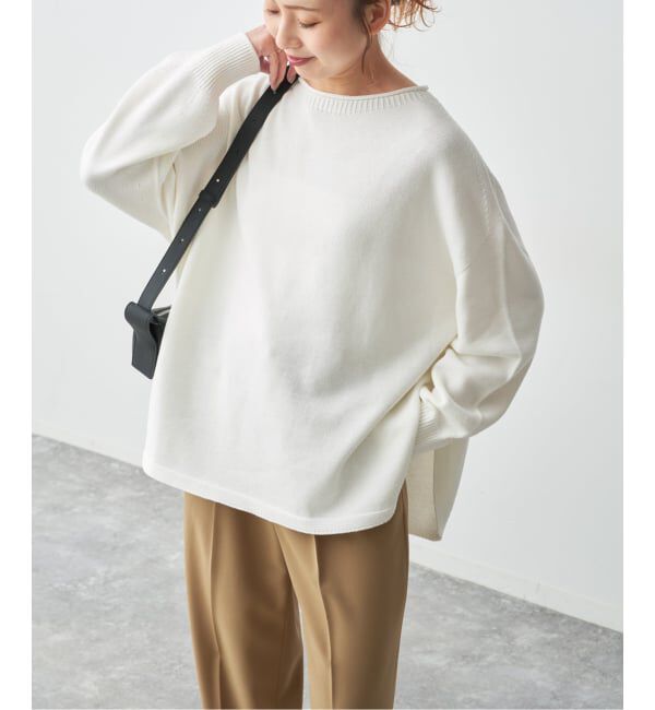 Spick and Span「バルキーヤーンルーズボートネックニット」|ニット・セーター|ホワイト