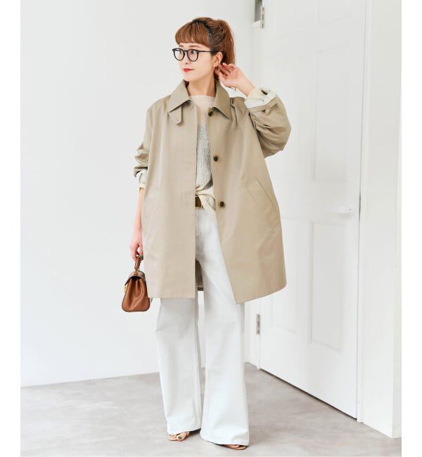 Spick and Span「T/Cギャバステンカラーハーフコート」|ステンカラーコート|