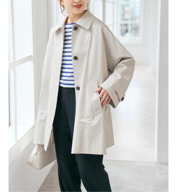 Spick and Span「T/Cギャバステンカラーハーフコート」|ステンカラーコート|