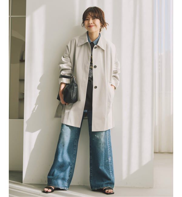 Spick and Span「T/Cギャバステンカラーハーフコート」|ステンカラーコート|