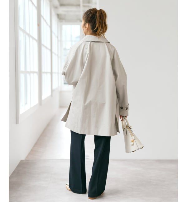 Spick and Span「T/Cギャバステンカラーハーフコート」|ステンカラーコート|