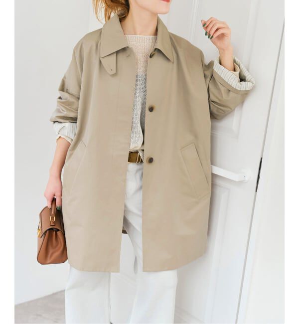 Spick and Span「T/Cギャバステンカラーハーフコート」|ステンカラーコート|