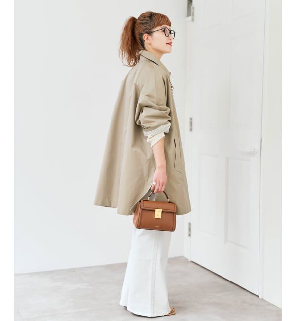 Spick and Span「T/Cギャバステンカラーハーフコート」|ステンカラーコート|