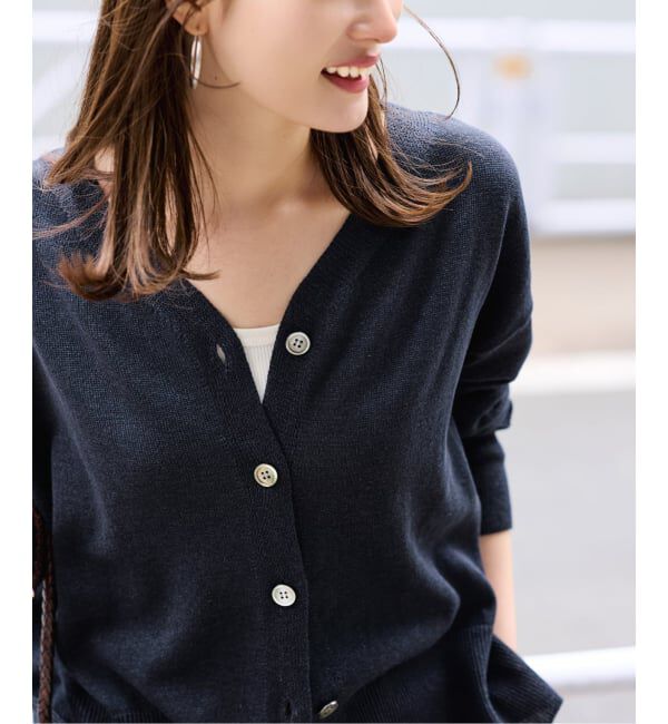 FRAMeWORK「ペーパーコットン Vカーディガン」|カーディガン|ネイビー