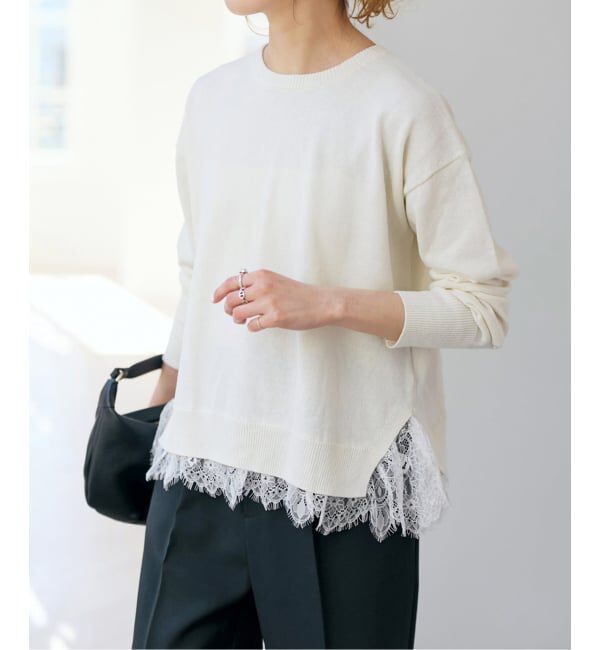 Spick and Span「レースドッキング2WAYカーディガン」|カーディガン|ホワイト