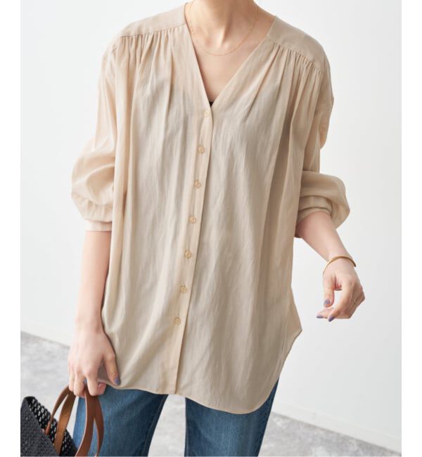 Spick and Span「シルキーローンギャザーブラウス」|シャツ・ブラウス|