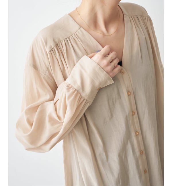 Spick and Span「シルキーローンギャザーブラウス」|シャツ・ブラウス|ベージュ
