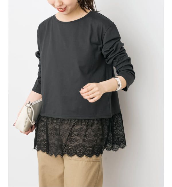 Spick and Span「レースドッキングレイヤードプルオーバー」|Tシャツ・カットソー|ブラック B