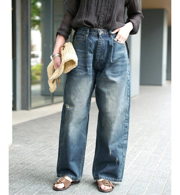 Spick and Span「《WEB限定 / 追加2予約》5 1/2 TUCKBARREL DENIM」|デニム|ブルー