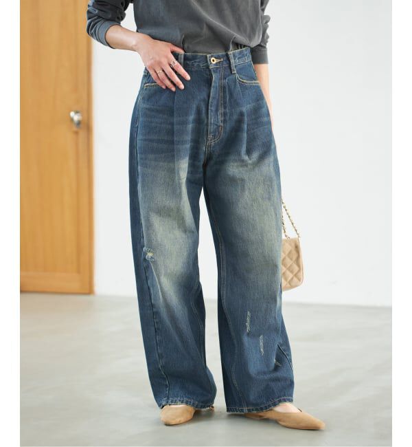 Spick and Span「《WEB限定 / 追加2予約》5 1/2 TUCKBARREL DENIM」|デニム|