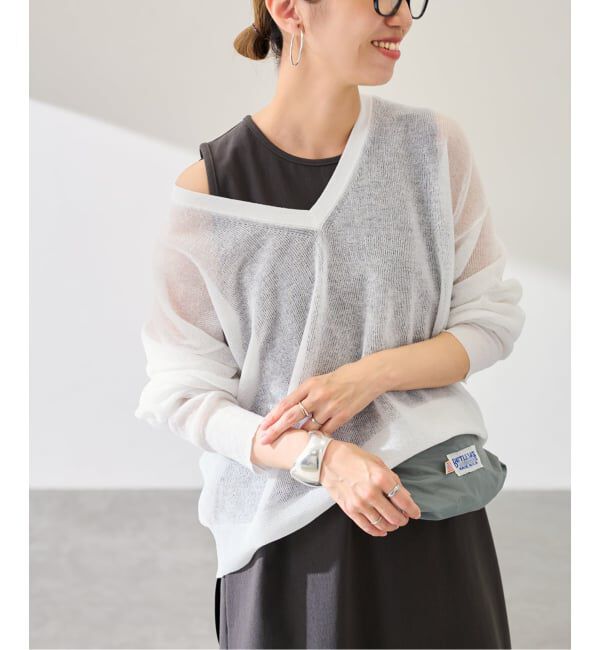 FRAMeWORK「≪予約≫シアーアゼVネックプルオーバー」|ニット・セーター|
