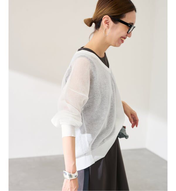 FRAMeWORK「≪予約≫シアーアゼVネックプルオーバー」|ニット・セーター|