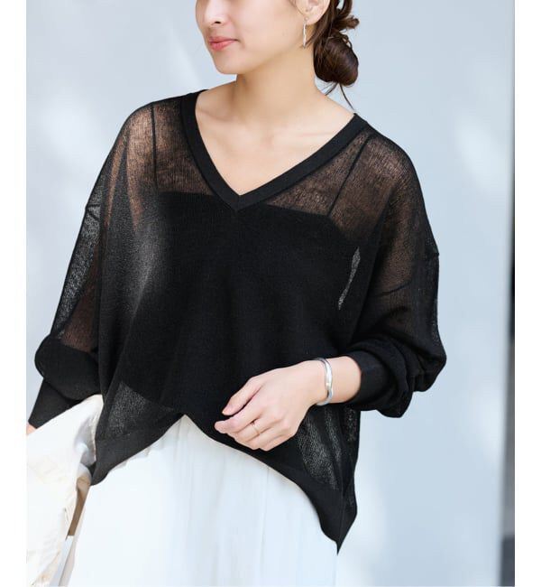 FRAMeWORK「≪予約≫シアーアゼVネックプルオーバー」|ニット・セーター|