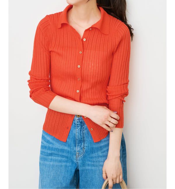 Spick and Span「シアーポロシャツカーディガン」|カーディガン|