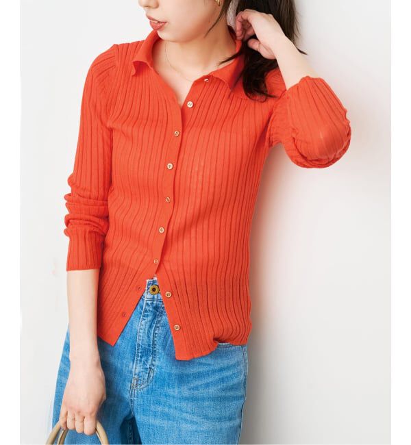 Spick and Span「シアーポロシャツカーディガン」|カーディガン|