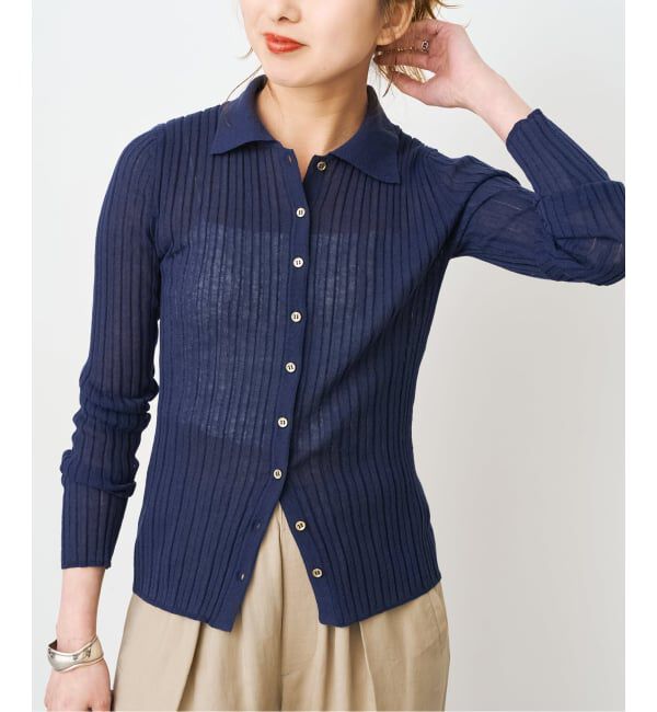 Spick and Span「シアーポロシャツカーディガン」|カーディガン|