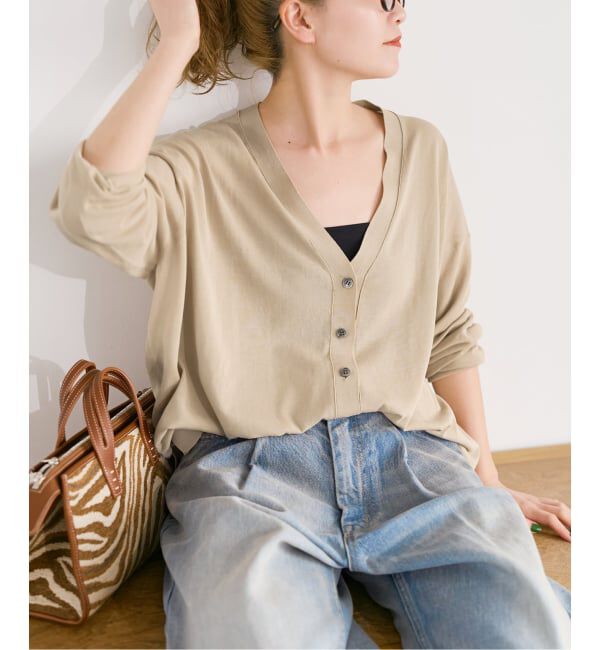 Spick and Span「《接触冷感 / 予約》ICE FINE Vネックカーディガン」|カーディガン|