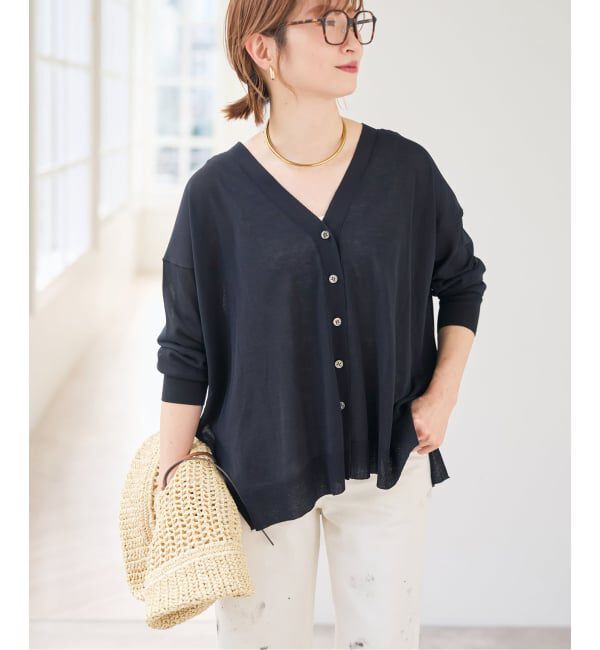 Spick and Span「《接触冷感 / 予約》ICE FINE Vネックカーディガン」|カーディガン|