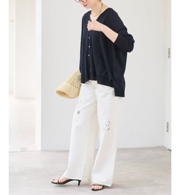 Spick and Span「《接触冷感 / 予約》ICE FINE Vネックカーディガン」|カーディガン|