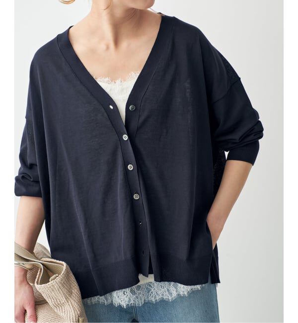 Spick and Span「《接触冷感 / 予約》ICE FINE Vネックカーディガン」|カーディガン|