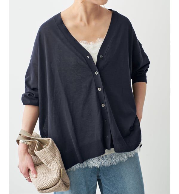 Spick and Span「《接触冷感 / 予約》ICE FINE Vネックカーディガン」|カーディガン|