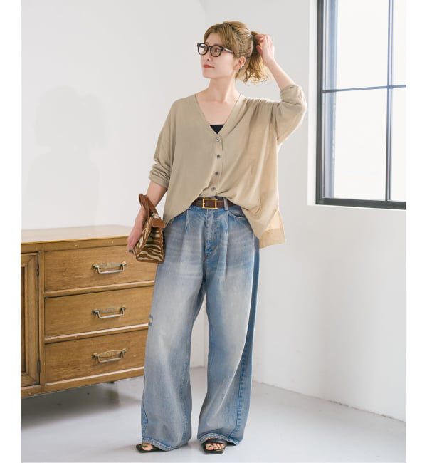 Spick and Span「《接触冷感 / 予約》ICE FINE Vネックカーディガン」|カーディガン|