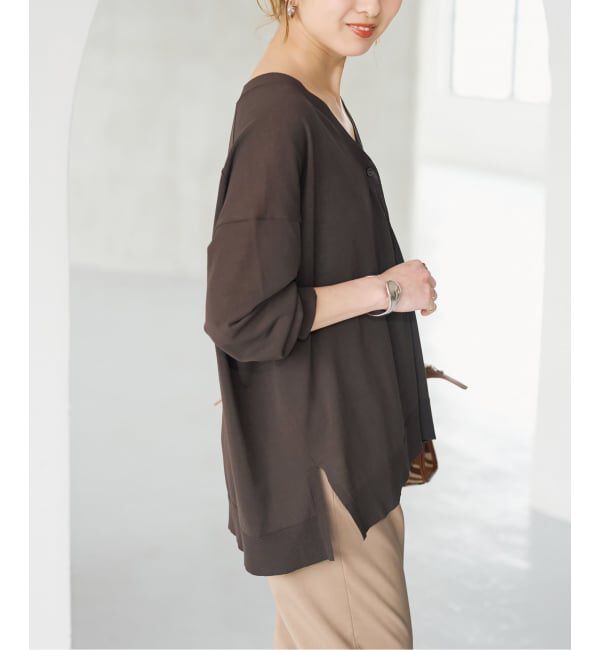 Spick and Span「《接触冷感 / 予約》ICE FINE Vネックカーディガン」|カーディガン|