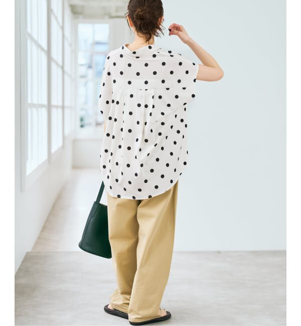 Spick and Span「《一部店舗+WEB限定 / 追加予約》ドットフレンチスリーブシャツ」|シャツ・ブラウス|