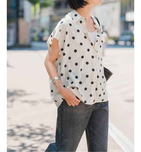 Spick and Span「《一部店舗+WEB限定 / 追加予約》ドットフレンチスリーブシャツ」|シャツ・ブラウス|