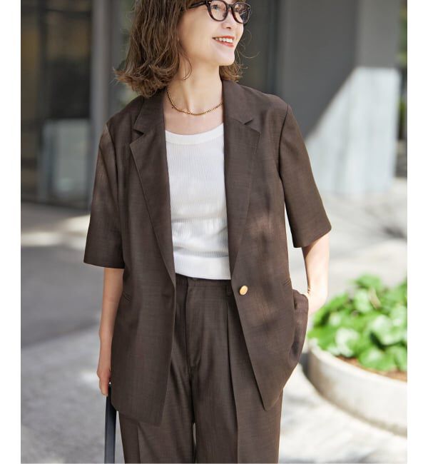 Spick and Span「《セットアップ可 / 予約》ライトドライクロスシングルブレストジャケット」|テーラードジャケット|