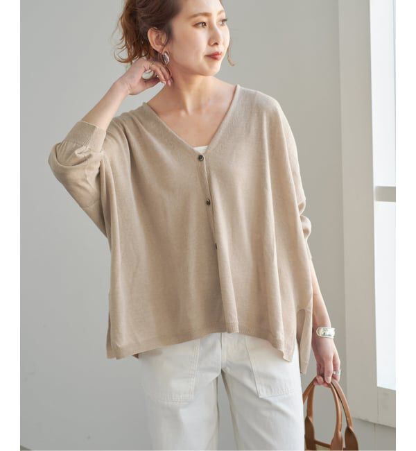 Spick and Span「《新色有り / 追加予約》コットンリネンギマオーバーサイズカーディガン」|カーディガン|