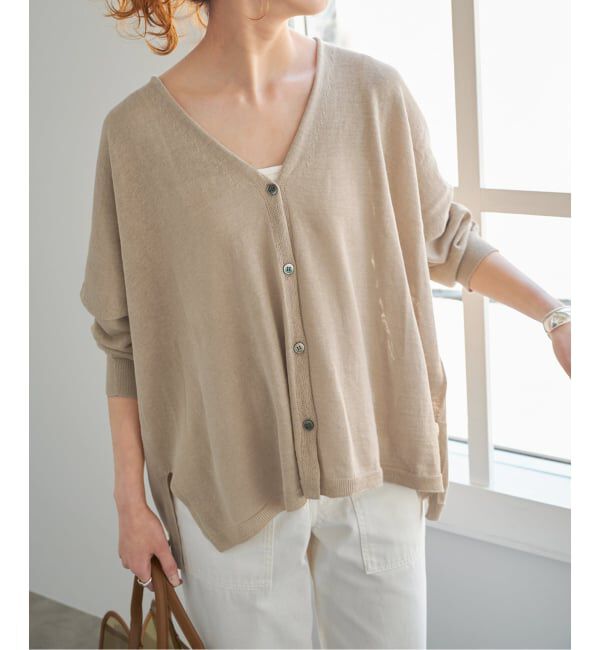 Spick and Span「《新色有り / 追加予約》コットンリネンギマオーバーサイズカーディガン」|カーディガン|