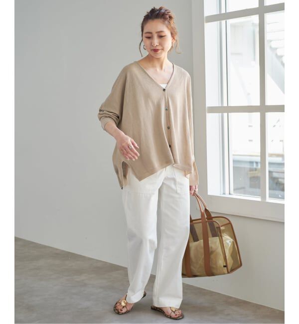 Spick and Span「《新色有り / 追加予約》コットンリネンギマオーバーサイズカーディガン」|カーディガン|