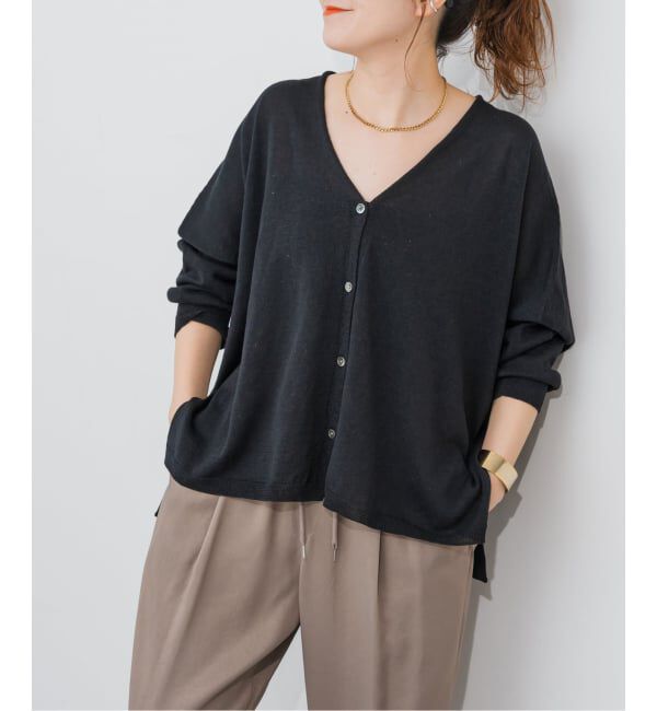 Spick and Span「《新色有り / 追加予約》コットンリネンギマオーバーサイズカーディガン」|カーディガン|