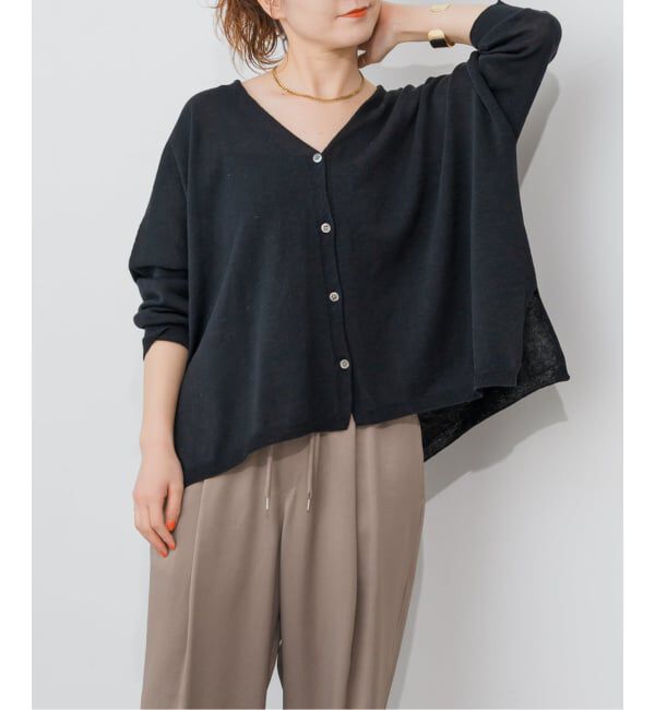 Spick and Span「《新色有り / 追加予約》コットンリネンギマオーバーサイズカーディガン」|カーディガン|