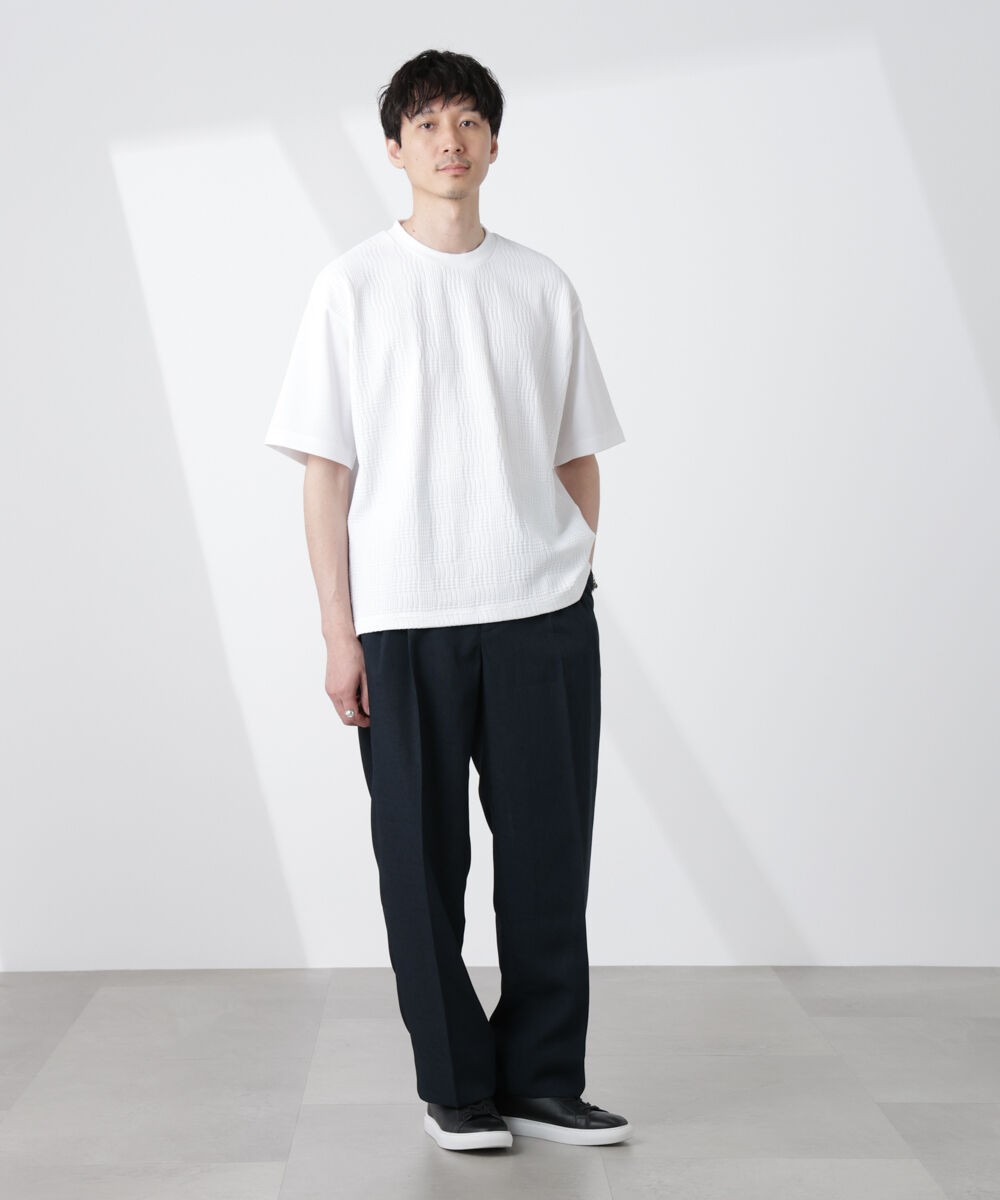 nano･universe「テックリネンリラックスタックテーパードパンツ」|チノ|