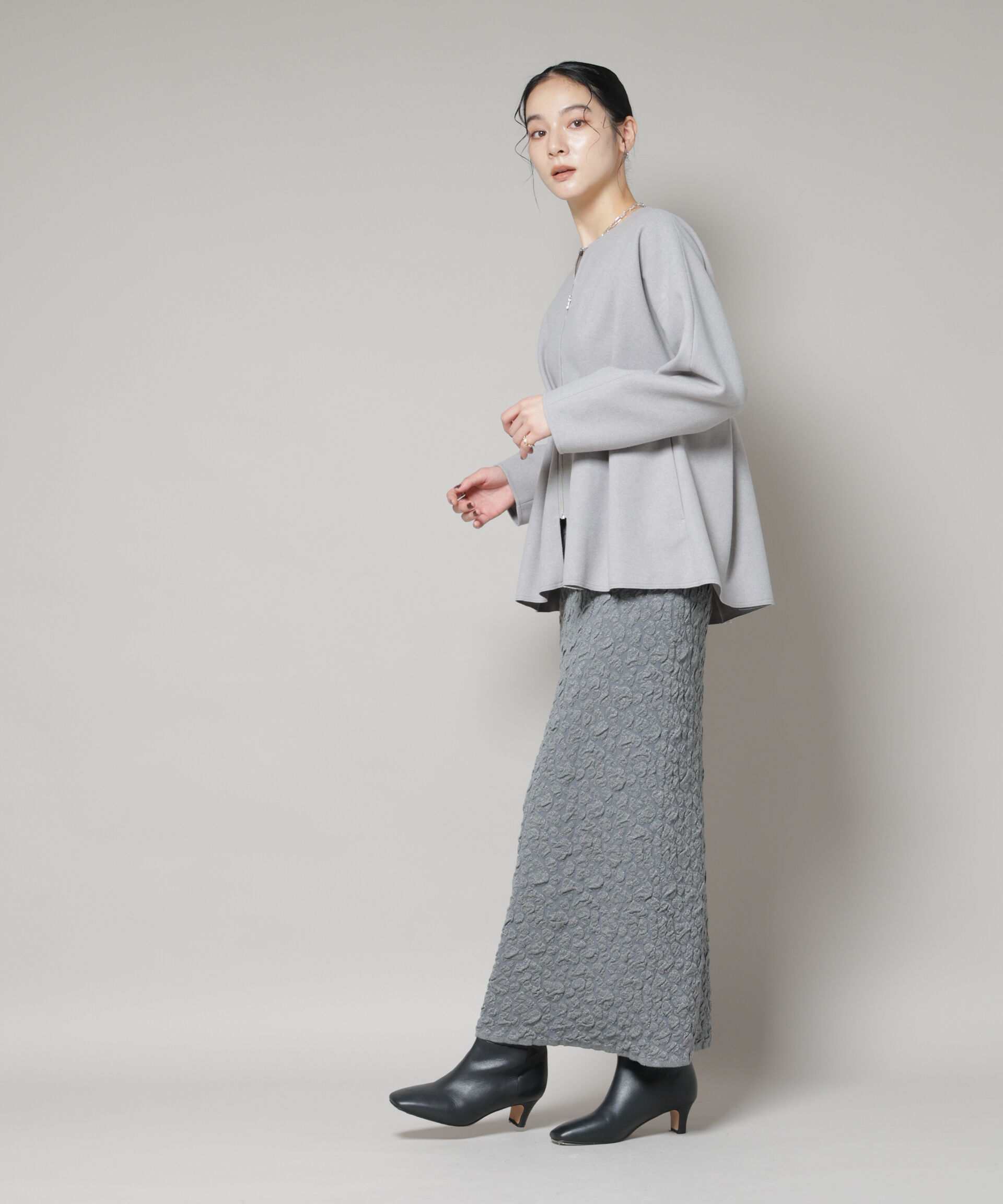 nano･universe「ニードルジャージーペプラムブルゾン」|ブルゾン・スタジャン|