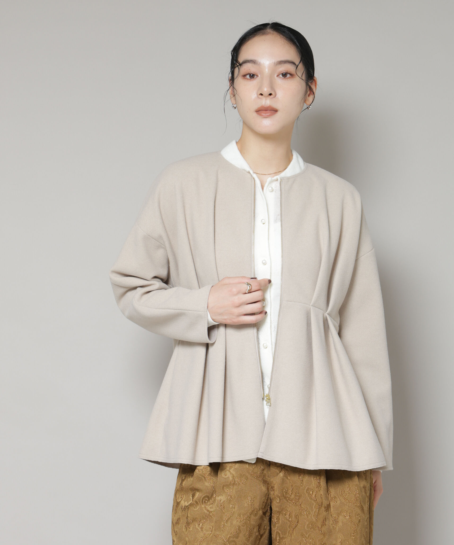 nano･universe「ニードルジャージーペプラムブルゾン」|ブルゾン・スタジャン|