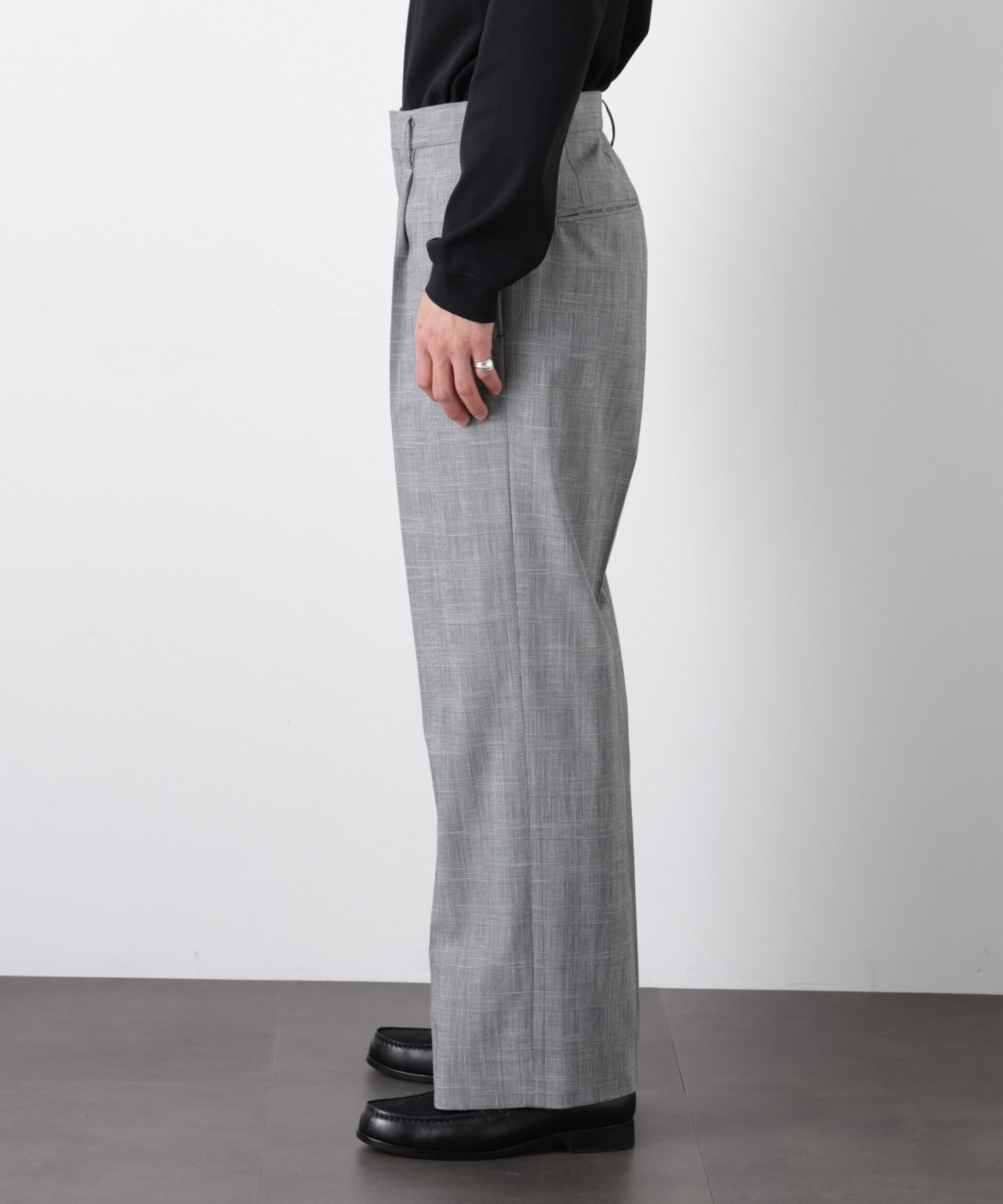 nano･universe「グレンチェックストレートパンツ（セットアップ可）」|チノ|