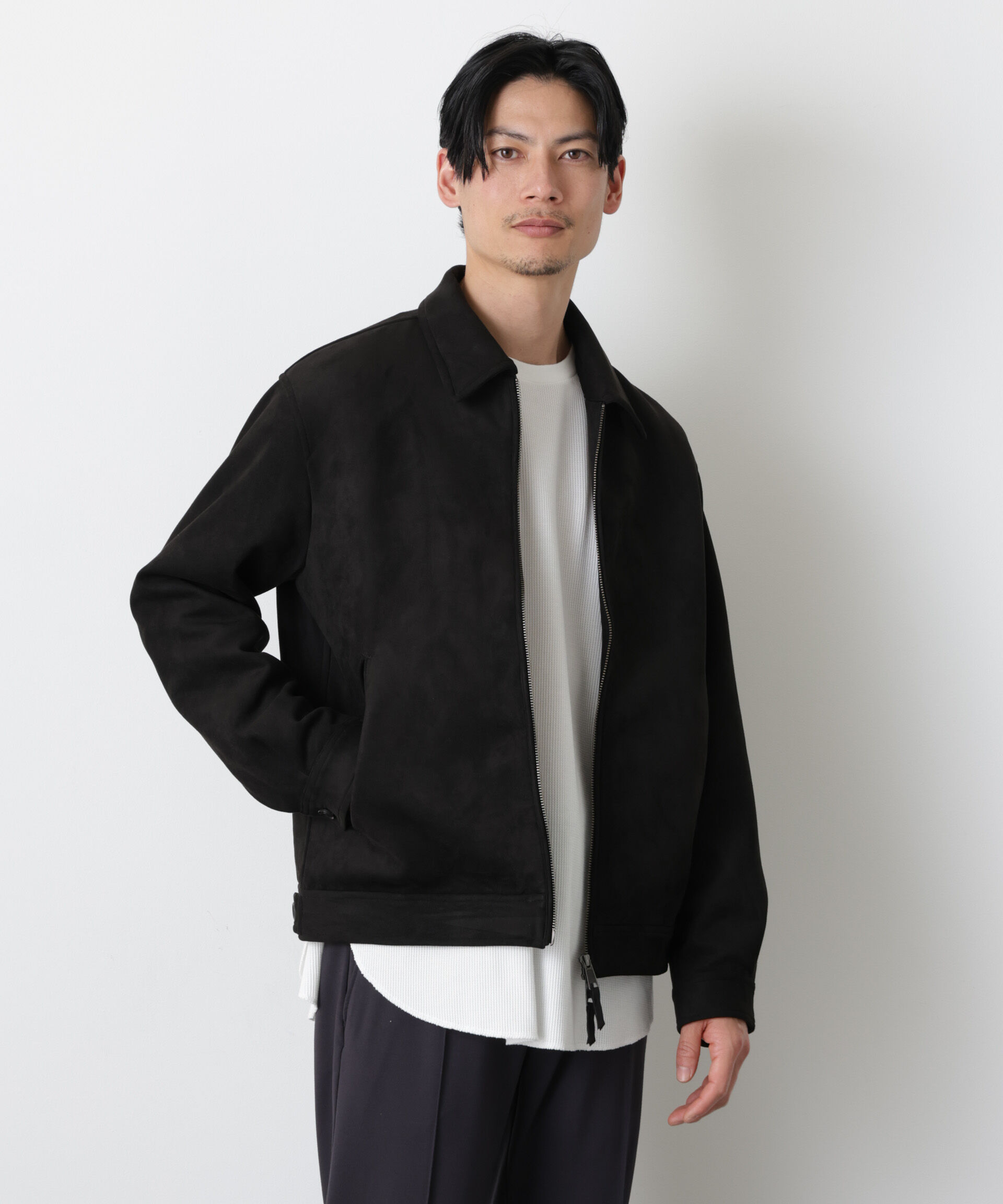 nano･universe「「モダンコンフォート」 フェイクスエードブルゾン」|ブルゾン・スタジャン|
