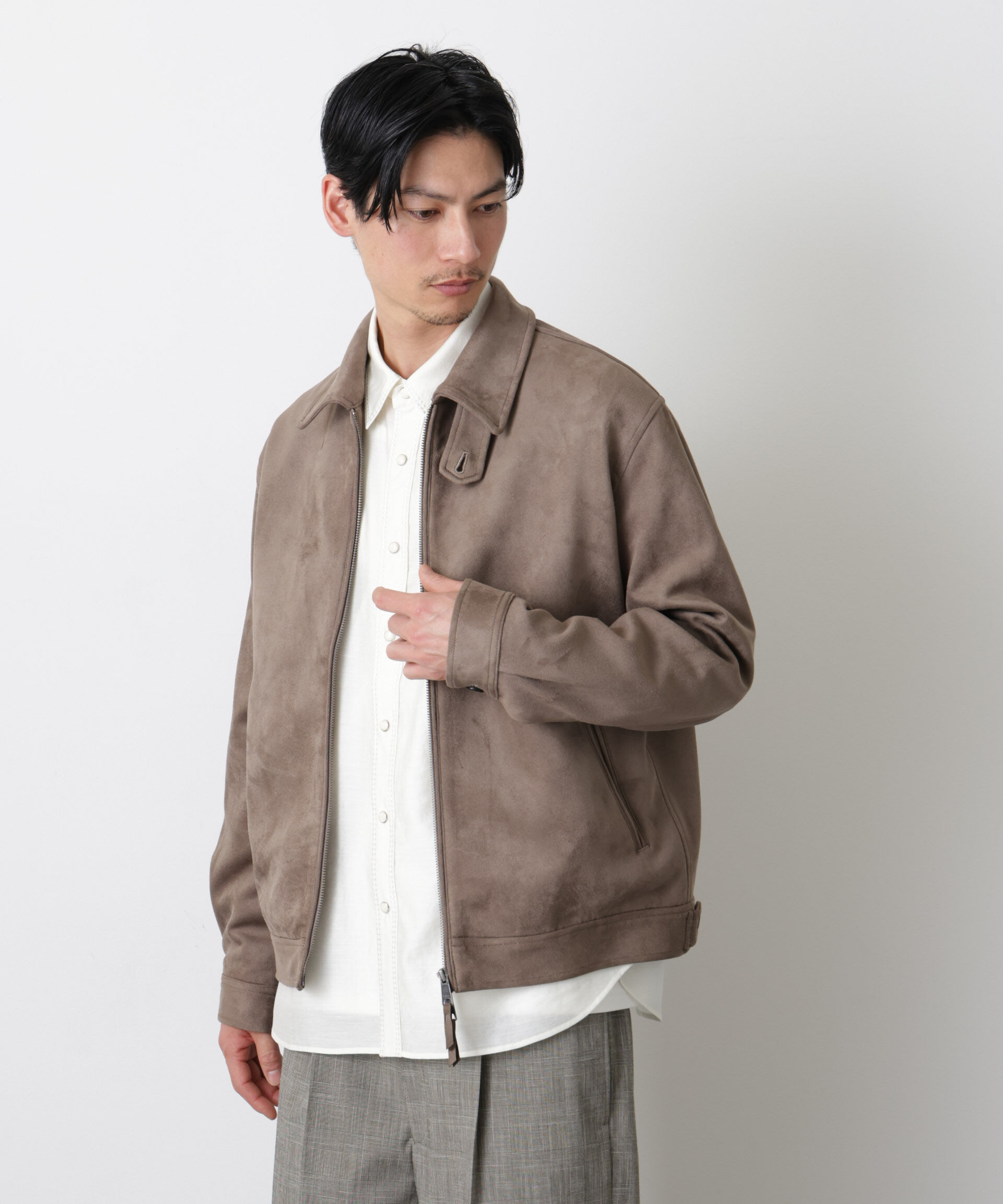 nano･universe「「モダンコンフォート」 フェイクスエードブルゾン」|ブルゾン・スタジャン|